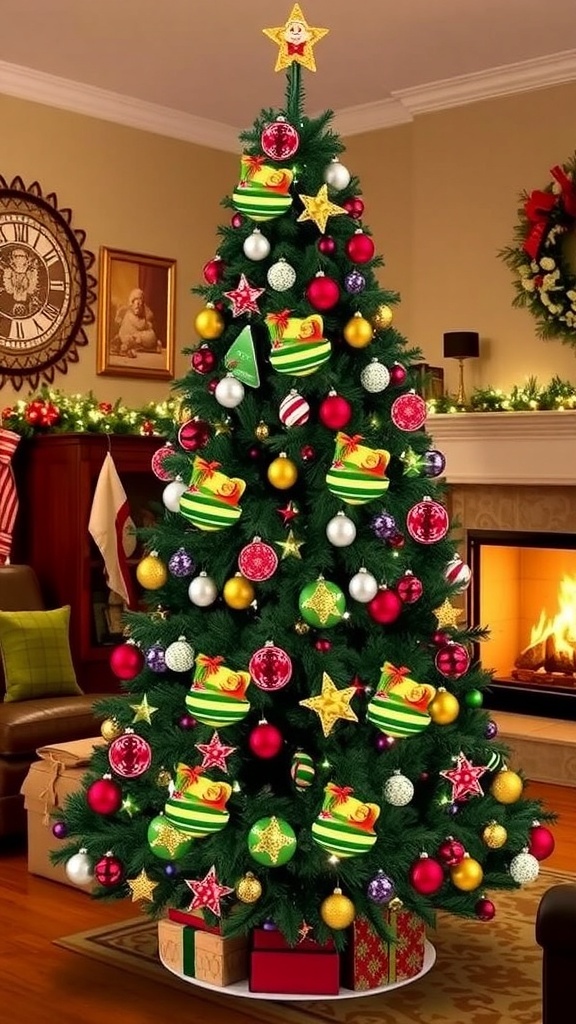 Creative Ideas for Decorating a 4.5 ft Christmas Tree A 4.5 ft Christmas tree decorated with colorful ornaments and lights in a cozy living room.
